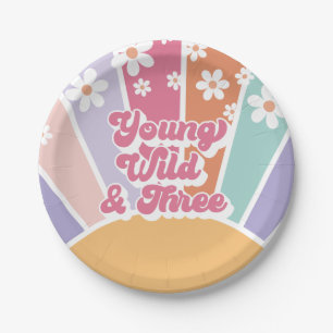 Assiettes En Carton Young Wild Three Retro Sunshine Rainbow Daisy