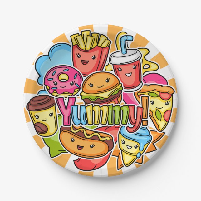 Assiettes En Carton Yummy Fast Food (Devant)