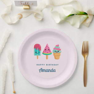 Assiettes En Carton Yummy Ice Cream Trio Vibe été Anniversaire