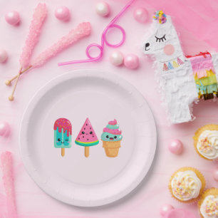Assiettes En Carton Yummy Ice Cream Trio Vibe été Anniversaire