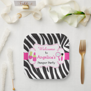 Assiettes En Carton Zebra imprimé anniversaire Pamper Party