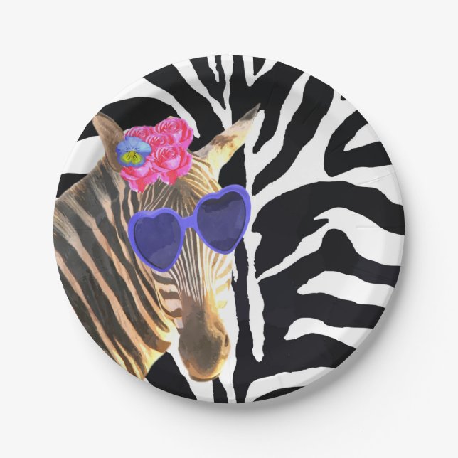 Assiettes En Carton Zebra juna animal mode fille moderne (Devant)
