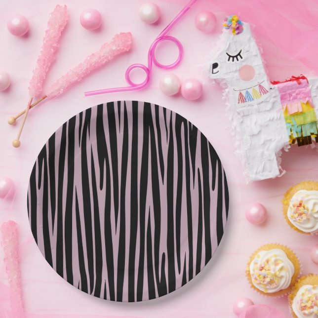 Assiettes En Carton Zebra rayures motif animal Lavender ombre (Fête)
