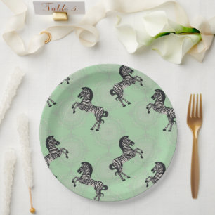 Assiettes En Carton Zebra sur Starburst avec Pale Green