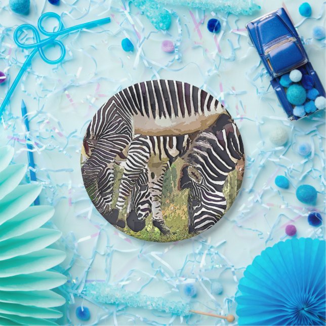ASSIETTES EN CARTON ZEBRAS (Fête)