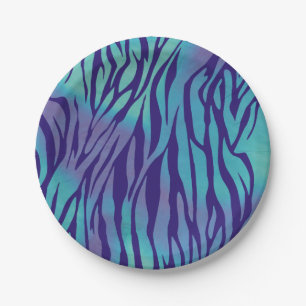 Assiettes En Carton Zèbre Bleu Aqua Et Violet