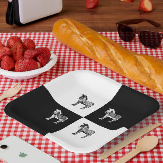 Assiettes En Carton Zèbre noir et blanc