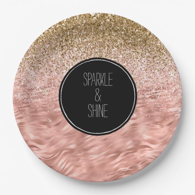 Assiettes En Carton Zèbre rose chic Imprimer Glitz (Devant)