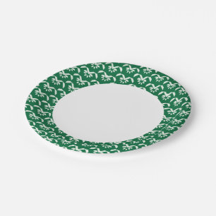 Assiettes En Carton Zigzag floral vert