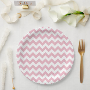 Assiettes En Carton Zigzag rose, Chevron rose, Motif géométrique