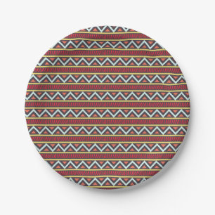Assiettes En Carton Zigzag sans couture africaine motif