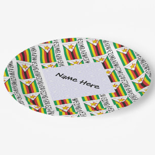 Assiettes En Carton Zimbabwe Drapeau du Zimbabwe Personnalisé en mosaï