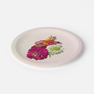 Assiettes En Carton Zinnia Bouquet