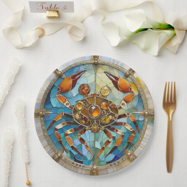 Assiettes En Carton Zodiaque - Cancer Le Crabe (Mariage)