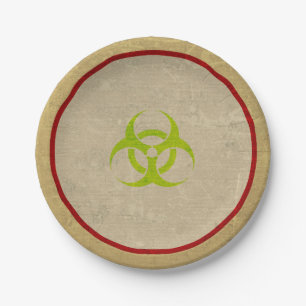 Assiettes En Carton Zombie Biodanger Halloween Plaques papier de parti