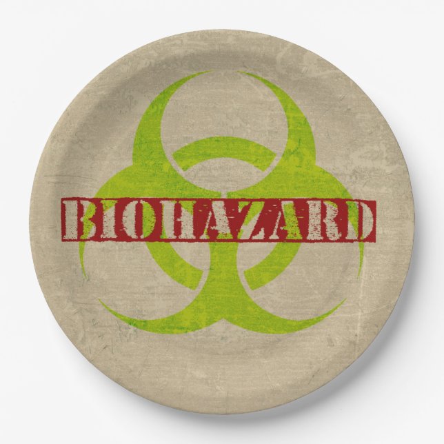 Assiettes En Carton Zombie Biodanger Halloween Plaques papier de parti (Devant)