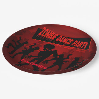 Assiettes En Carton Zombie Dance Party Noir & Orange