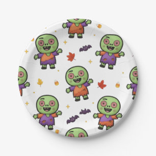 ASSIETTES EN CARTON ZOMBIE D'HALLOWEEN