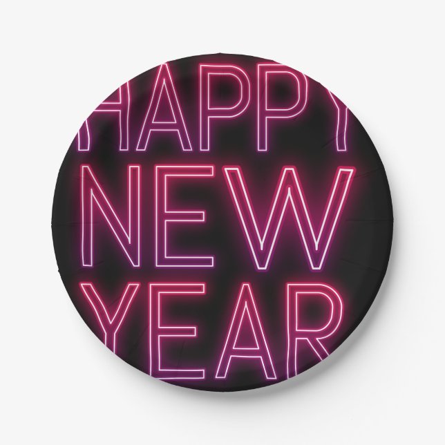 Assiettes En Carton Zoom dans Purple Gradient Nouvel An (Devant)