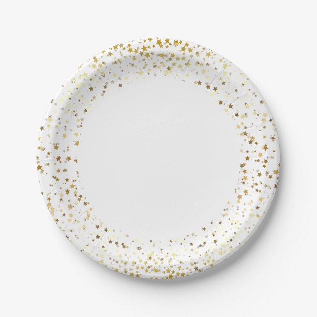 Assiettes en papier 7" - Petites étoiles dorées (Devant)