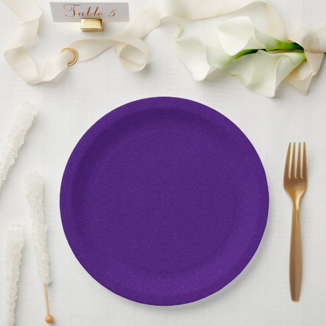Assiettes en papier à bruit pailleté violet person (Mariage)