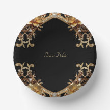 Assiettes en papier à cadre doré élégant