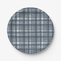 Assiettes en papier à carreaux bleus coordonnés