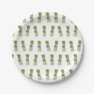 Assiettes en papier à motif asperges