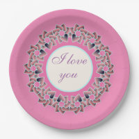 Assiettes en papier à motif floral Sweet Heart Lov