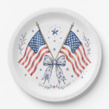 Assiettes en papier à ruban drapeau américain patr
