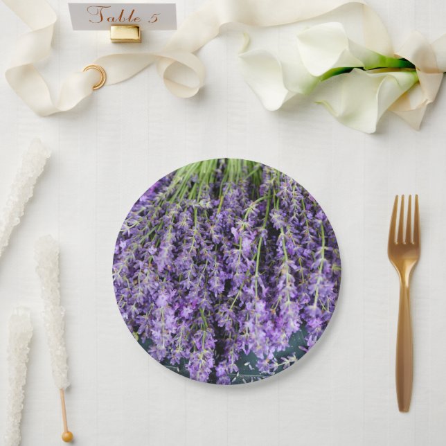 Assiettes en papier à tiges de lavande (Mariage)