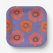 Assiettes en papier Afro Poppies