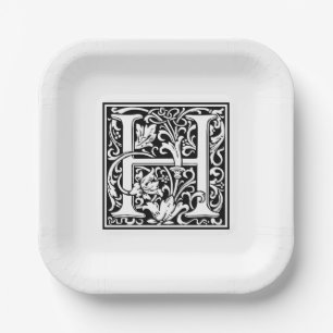 Assiettes en papier alphabet «H» de William Morris