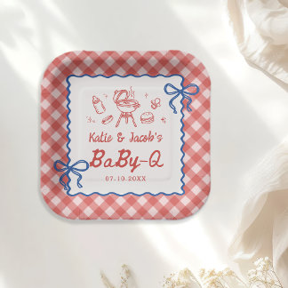 Assiettes en papier Baby-Q Baby Shower Barbecue Ro