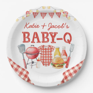 Assiettes en papier Baby-Q BBQ pour Baby Shower