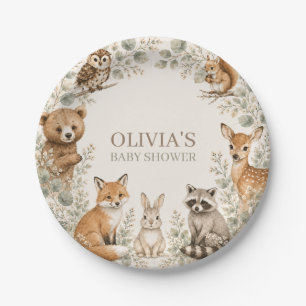 Assiettes en papier Baby Shower Bohème Animaux de