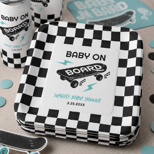 Assiettes en papier Baby shower skateboard