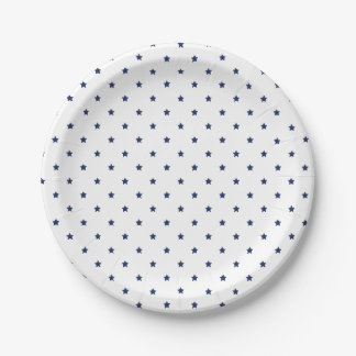 Assiettes en papier blanc - Micro étoiles bleu mar