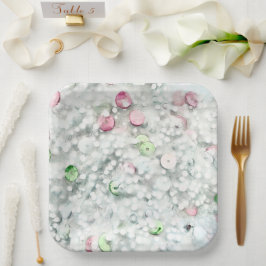 Assiettes en papier blanches Slime Pailletées