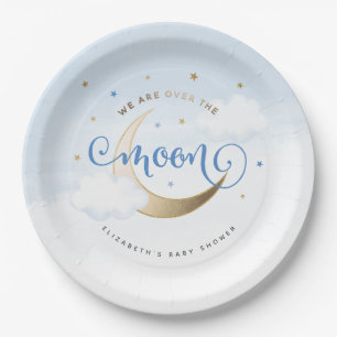 Assiettes en papier Bleu sur la Lune