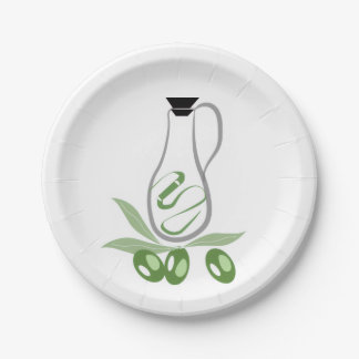 Assiettes en papier bouteille d'huile d'olive