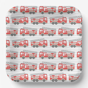 Assiettes en papier Camion de pompiers, Fête de hé
