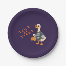 Assiettes en papier Canard squelette mignon pour f