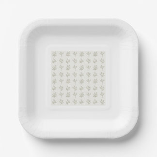Assiettes en papier carrées botaniques minimaliste