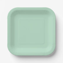 Assiettes en papier carrées vert menthe