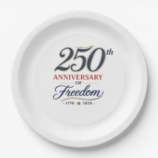 Assiettes en papier célébrant 250 ans de liberté