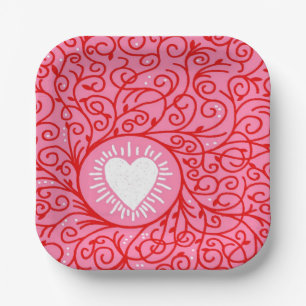 Assiettes en papier Cœur de la Saint-Valentin