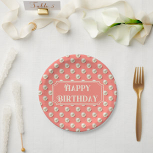 Assiettes en papier corail personnalisées avec acc