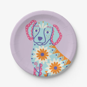 Assiettes en papier Crâne de Sucre Chien Jour des 