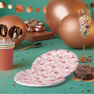 Assiettes en papier Cygne et Cerise Coquette